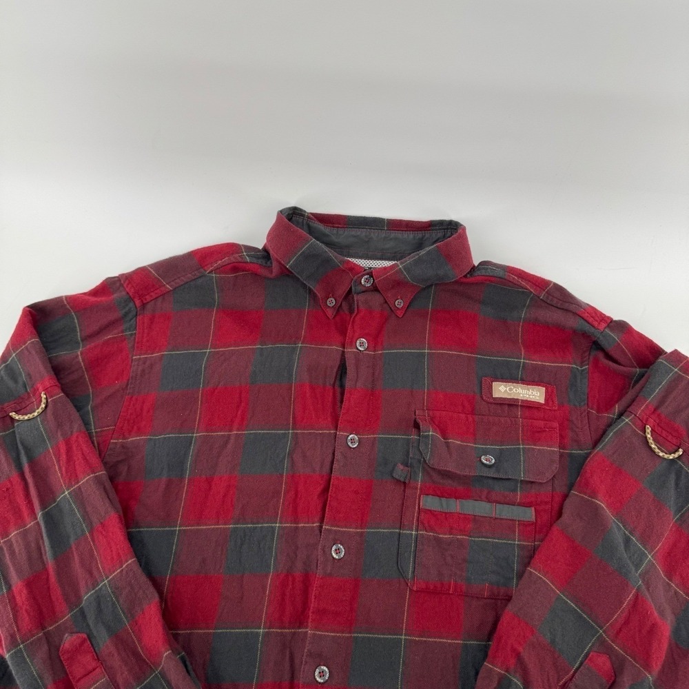 Columbia PHG Flannel Shirt Mens Large Plaid Hunting Gear Cotton Red Black L